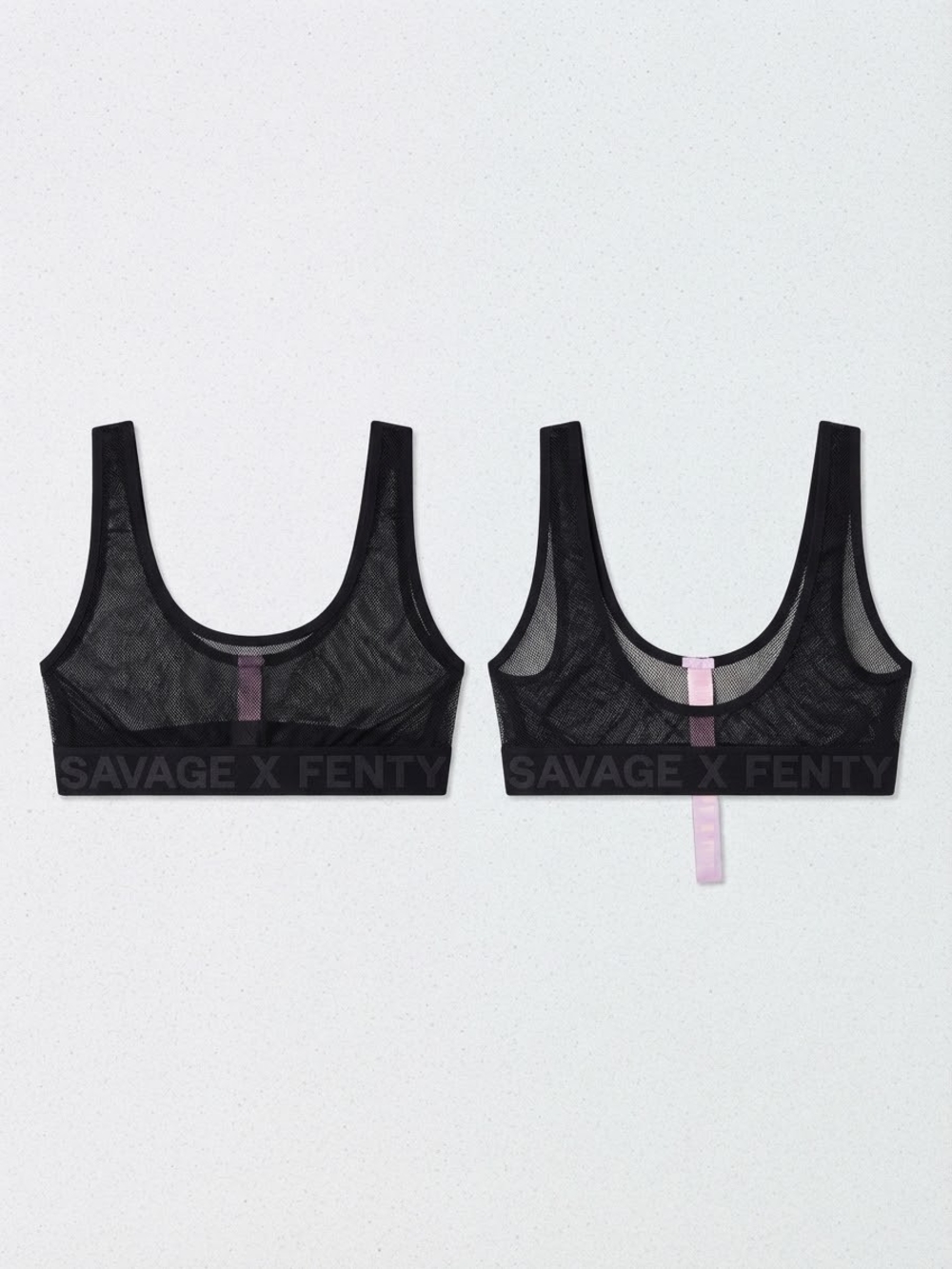 Savage X Fenty S Mesh Low Impact Sports Bra Bralette Sheer fishnet Lounge Grunge
